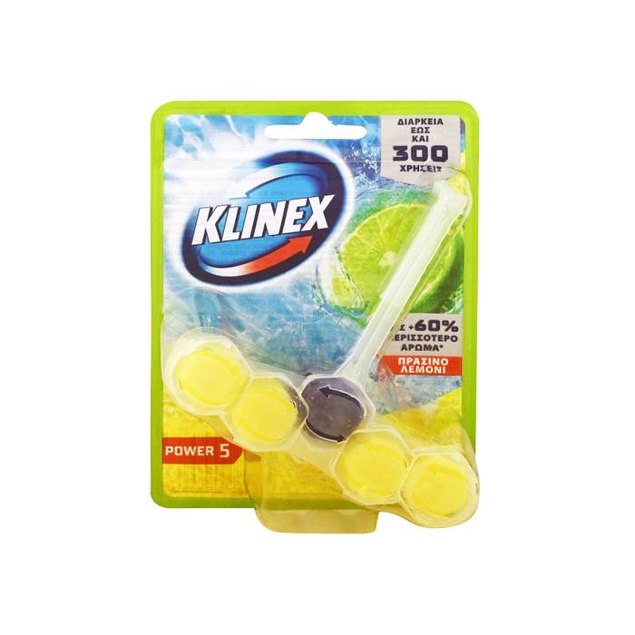 KLINEX μπλοκ αρωματικό τουαλέτας power 5 πράσινο λεμόνι 50gr