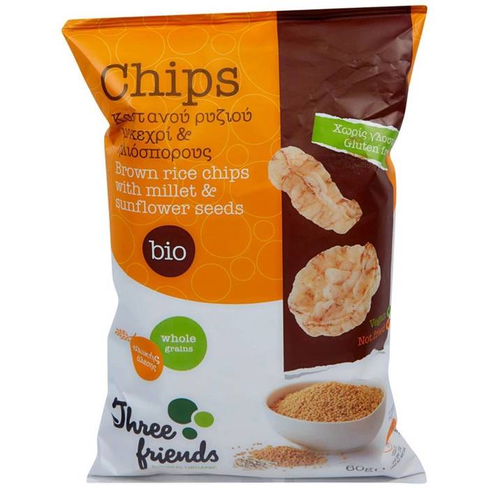 3Friends chips βιολογικά ρυζιού με κεχρί και ηλιόσπορο 60gr