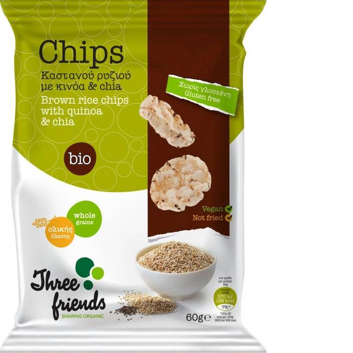 3Friends chips βιολογικά ρυζιού με τσία και κινόα 60gr