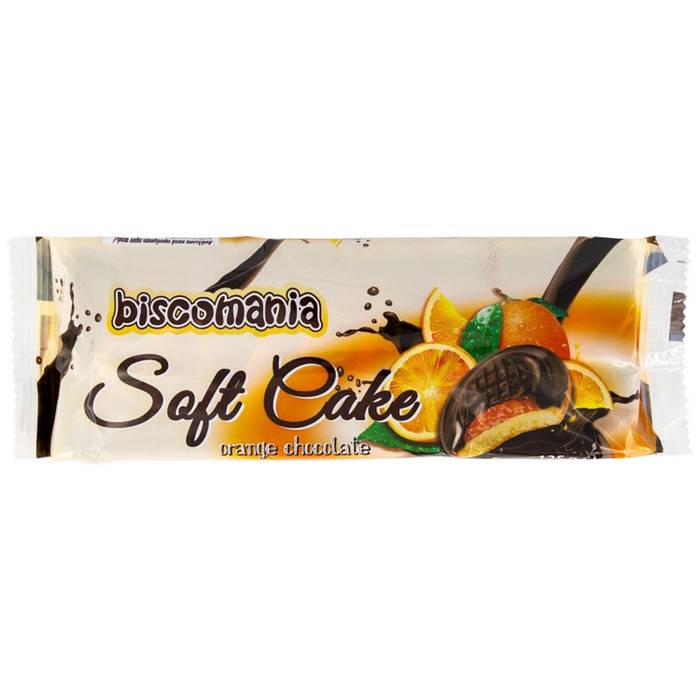BISCOMANIA soft cake με πορτοκάλι και επικάλυψη σοκολάτας 125gr