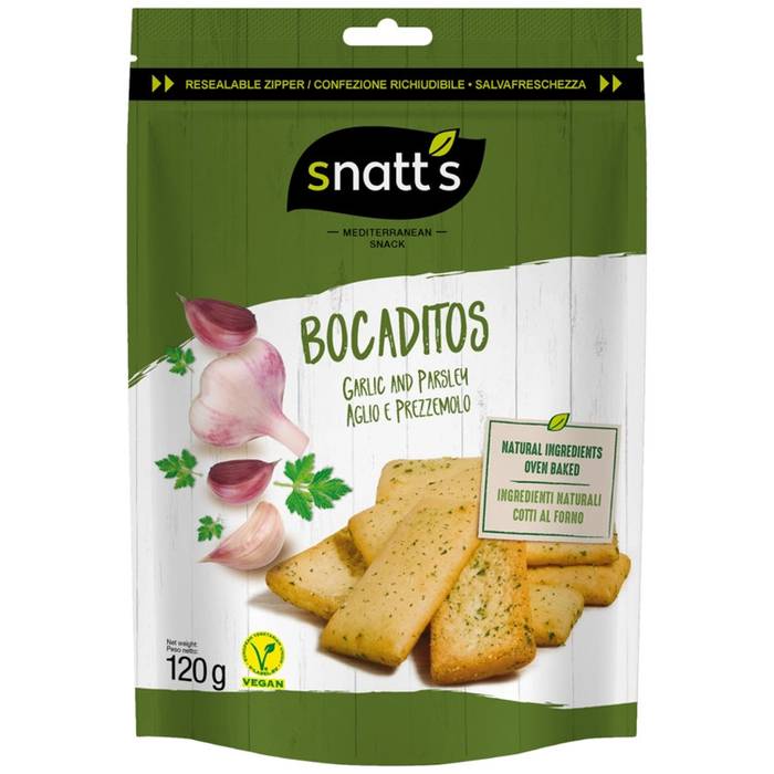 SNATT'S Bocaditos κράκερ μεσογειακά φούρνου με σκόρδο 120gr