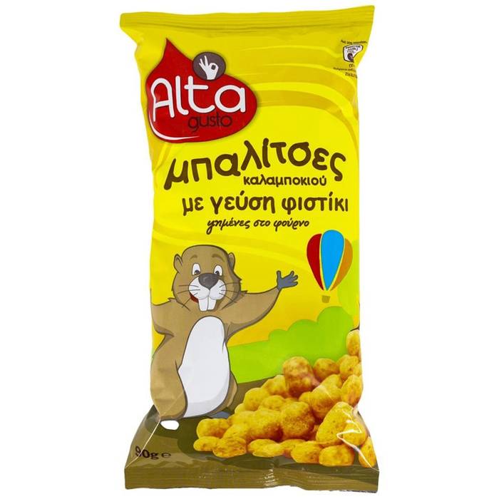 ALTA Gusto γαριδάκια μπαλίτσες καλαμποκιού με γεύση φιστίκι 90gr