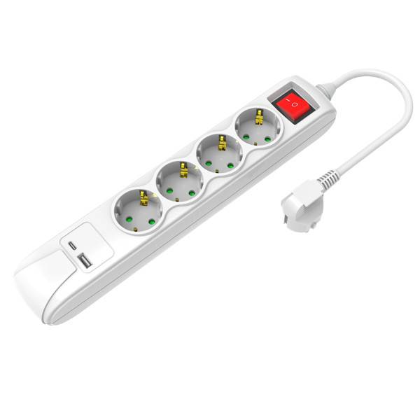 TNS πολύμπριζο 4 θέσεων και θύρα USB με καλώδιο 1,5m λευκό