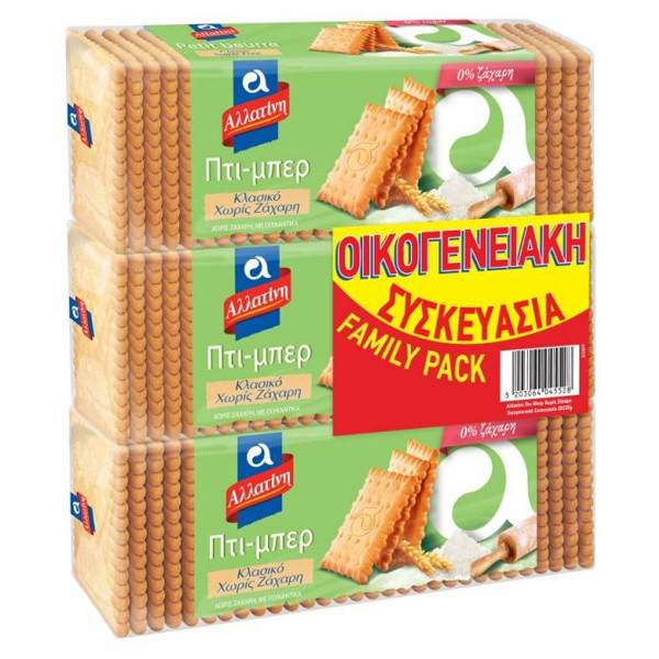 ΑΛΛΑΤΙΝΗ μπισκότα πτι μπερ χωρίς ζάχαρη 3x225gr