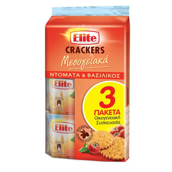 ELITE crackers μεσογειακά ντομάτα και βασιλικός 3x105gr
