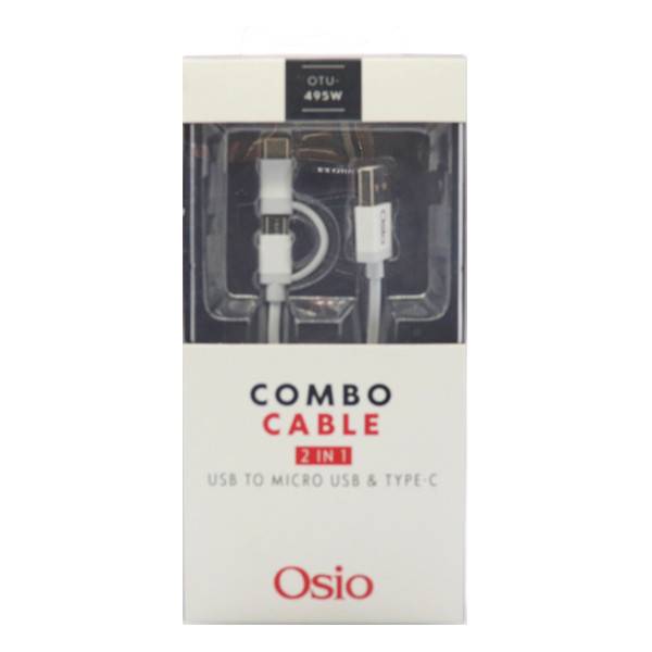 Osio καλώδιο φόρτισης και συγχρονισμού Micro USB-Type-C λευκό 1m