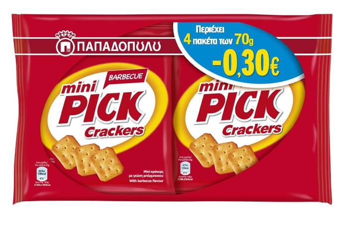 ΠΑΠΑΔΟΠΟΥΛΟΥ κράκερ mini pick crackers με μπάρμπεκιου 4x70gr