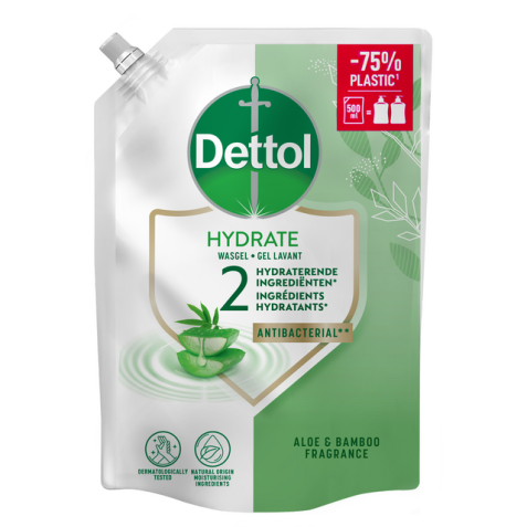 DETTOL κρεμοσάπουνο αλόη και μπαμπού σακούλα 500ml