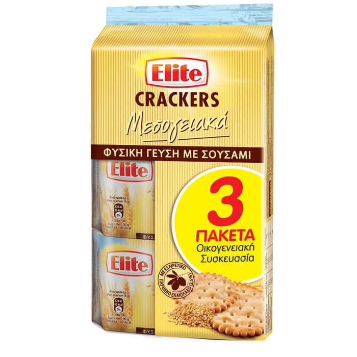 ELITE crackers μεσογειακά με σουσάμι 3x105gr