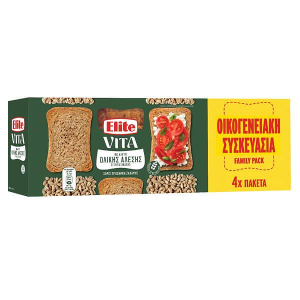 ELITE φρυγανιές ολικής άλεσης 4x90gr