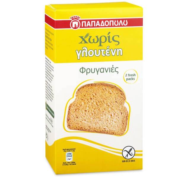 ΠΑΠΑΔΟΠΟΥΛΟΥ φρυγανιές χωρίς γλουτένη 165gr