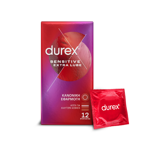 DUREX προφυλακτικά sensitive extra lube κανονική εφαρμογή 12τεμ