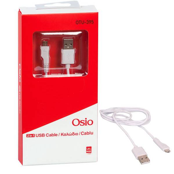 Osio καλώδιο φόρτισης και συγχρονισμού Micro USB-USB λευκό 1,2m