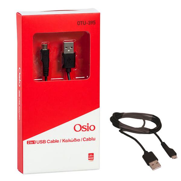 Osio καλώδιο φόρτισης και συγχρονισμού Micro USB-USB μαύρο 1,2m