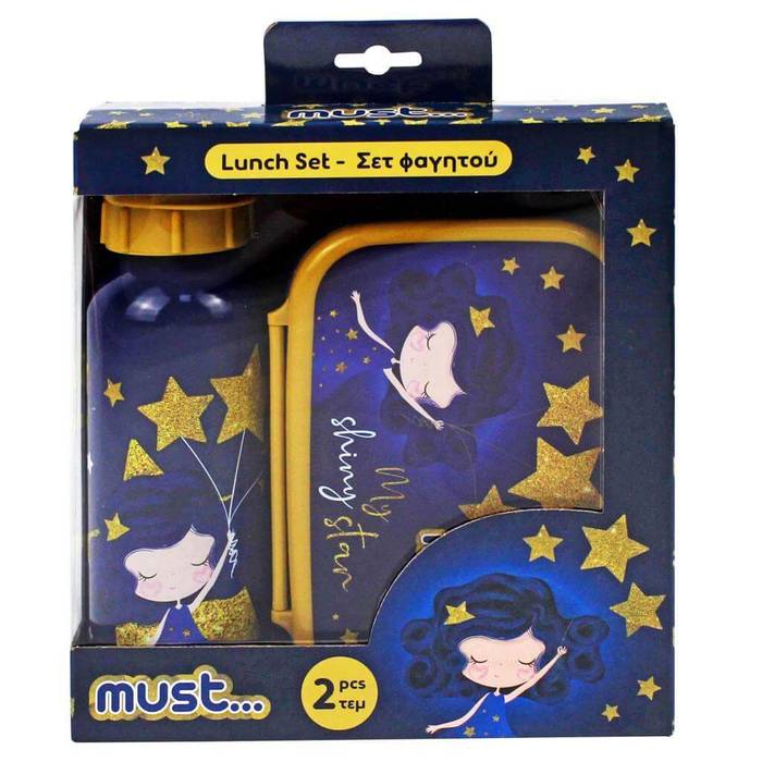 MUST σετ φαγητού my shiny star φαγητοδοχείο 800ml, παγούρι αλουμινίου 500ml