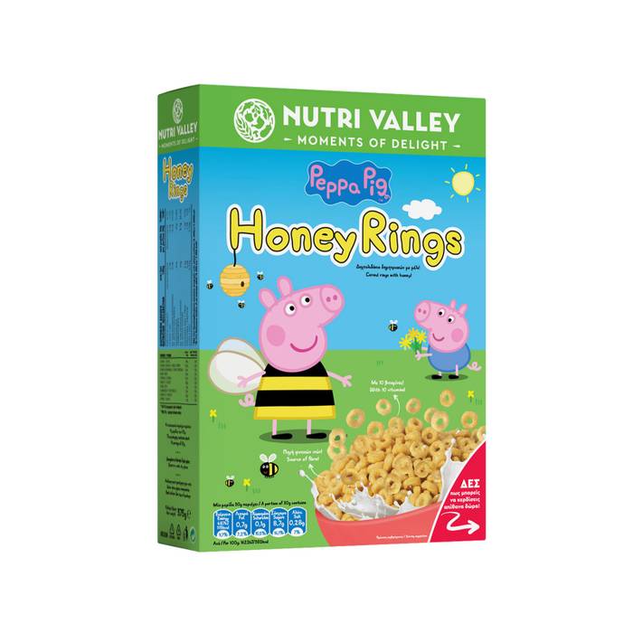 NUTRI VALLEY δημητριακά peppa pig honey rings 375gr