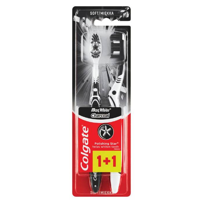 COLGATE οδοντόβουρτσα Max White Charcoal σε διάφορα χρώματα μαλακή 2τεμ