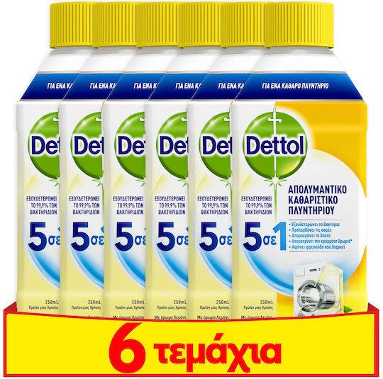 DETTOL υγρό καθαριστικό πλυντηρίου ρούχων με λεμόνι 6x250ml