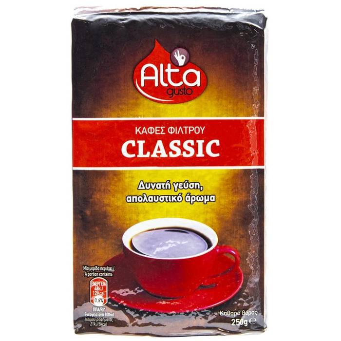 ALTA Gusto καφές φίλτρου κλασικός 250gr