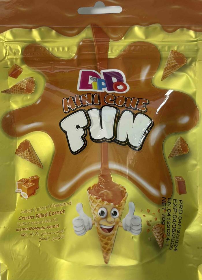 DIPPO mini cone fun χωνάκια με γέμιση αλατισμένη καραμέλα 70gr