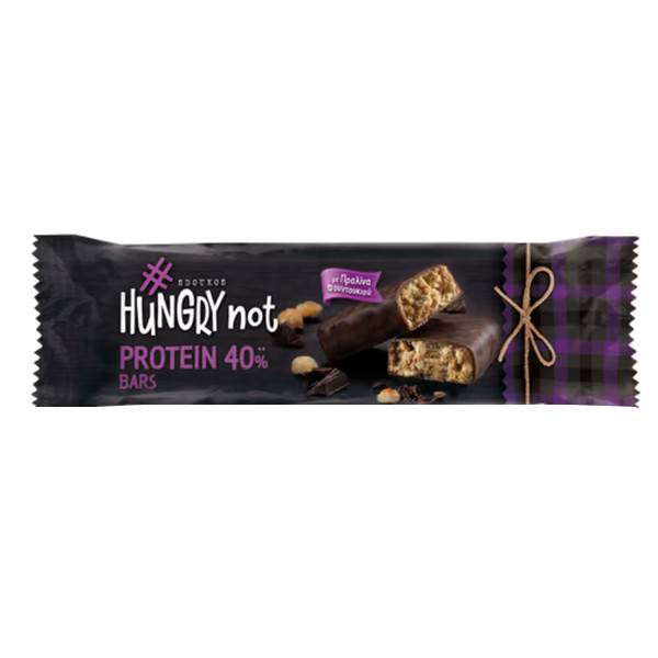 HUNGRY NOT μπάρα πρωτεϊνης με μαύρη σοκολάτα και πραλίνα φουντουκιού 40gr