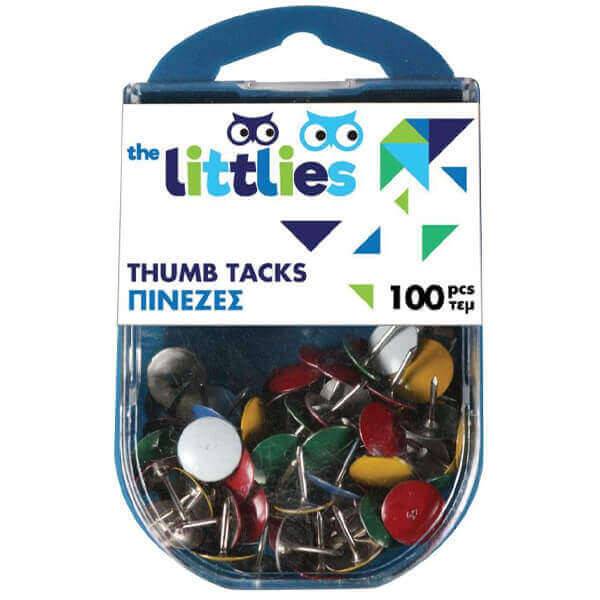 THE LITTLIES πινέζες χρωματιστές blister 100τεμ