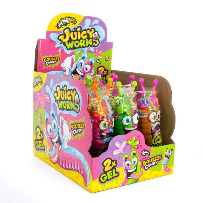 JOHNY BEE ζαχαρωτά juicy worms με παιχνίδι 12τεμ