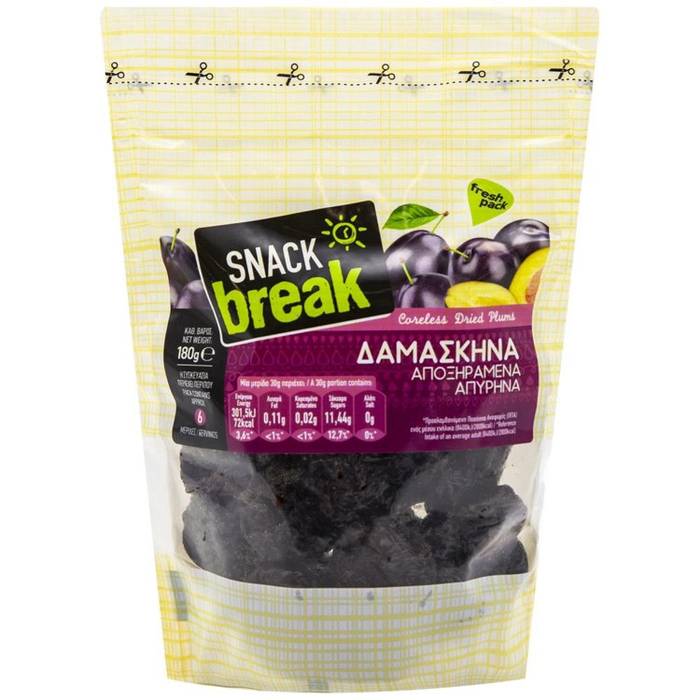 SNACK BREAK δαμάσκηνα απύρηνα αποξηραμένα 180gr