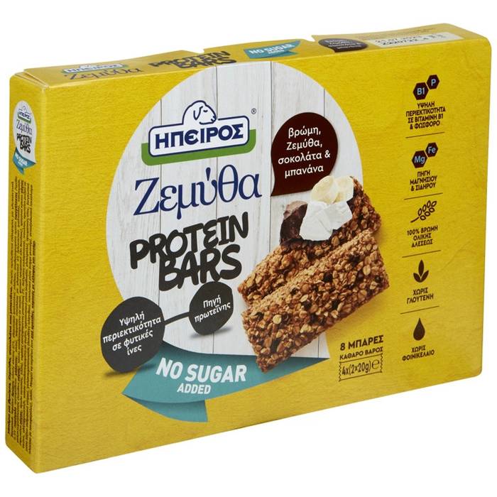 ΗΠΕΙΡΟΣ Ζεμύθα Protein Bars Σοκολάτα Μπανάνα Χωρίς Προσθήκη Ζάχαρης 4x40gr