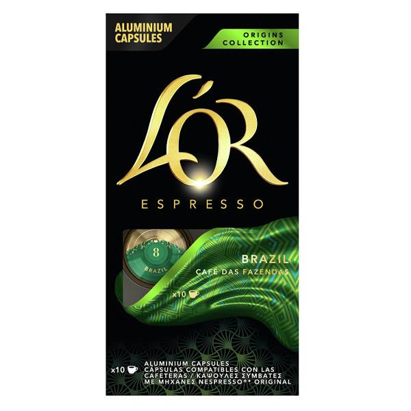 L'OR καφές espresso Brazil σε κάψουλες συμβατές με μηχανή Nespresso 10τεμ