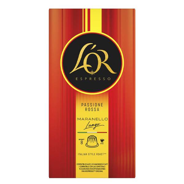 L'OR καφές espresso Rossa Lungo Maranello σε κάψουλες συμβατές με μηχανή Nespresso 10τεμ