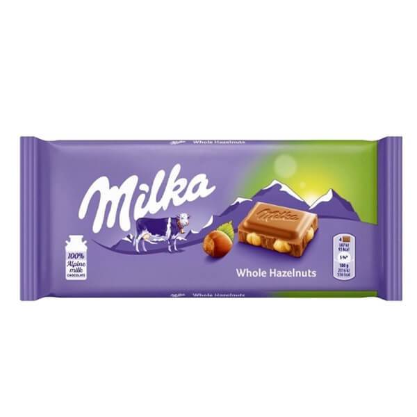 MILKA σοκολάτα με ολόκληρα φουντούκια 95gr