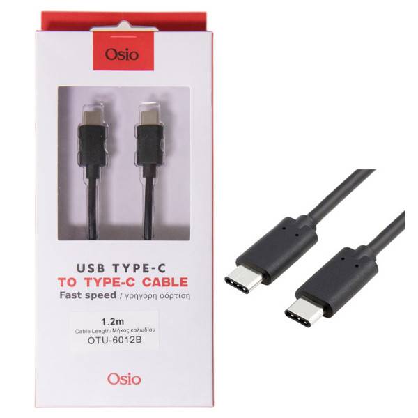 Osio καλώδιο φόρτισης και συγχρονισμού Type-C-Type-C μαύρο 1,2m