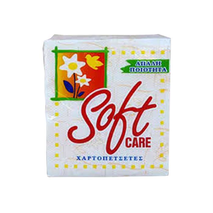 SOFTCARE χαρτοπετσέτες καρώ λευκές 28x28cm 40x50τεμ