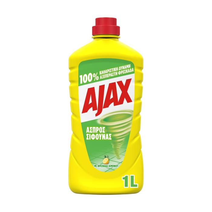 AJAX Άσπρος Σίφουνας υγρό καθαριστικό γενικής χρήσης Λεμόνι 1lt