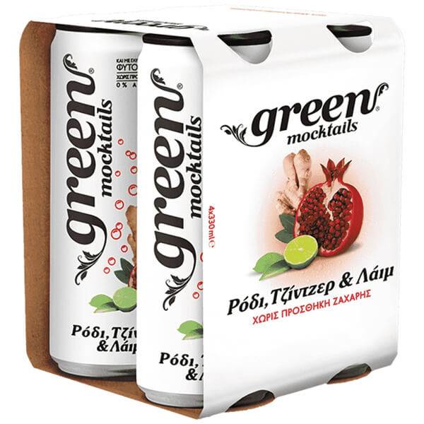 GREEN COLA moctails ρόδι, τζίντζερ και λάιμ 4x330ml