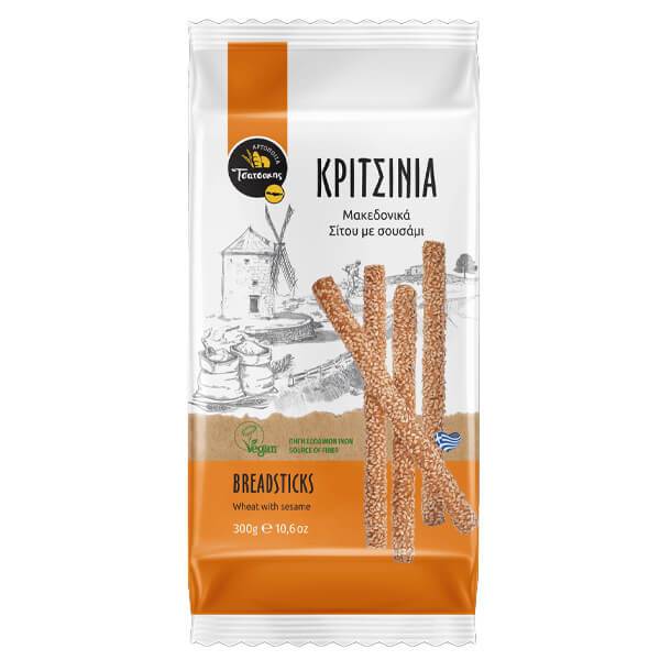 ΤΣΑΤΣΑΚΗΣ κριτσίνια σίτου με σουσάμι vegan 300gr