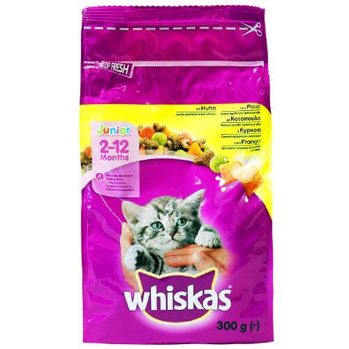WHISKAS γατοτροφή κροκέτα junior με κοτόπουλο 300gr