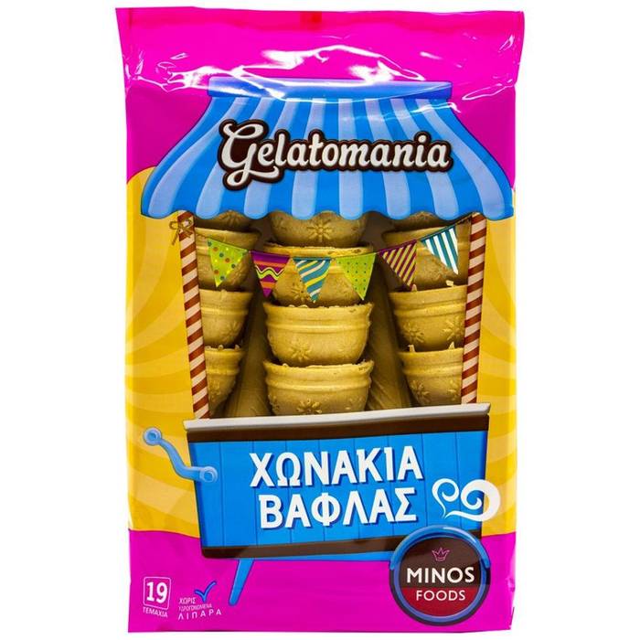 MINOS FOODS gelatomania χωνάκια βάφλας παγωτού 19τεμ 72gr