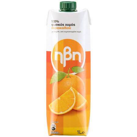 ΗΒΗ χυμός 100% φυσικός πορτοκάλι 1lt
