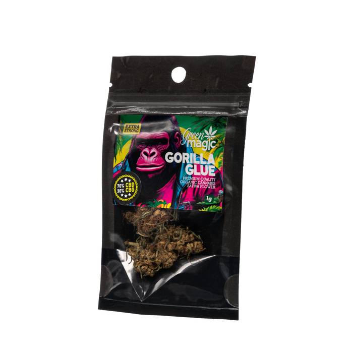 GREEN MAGIC προϊόν κάναβης σε σακουλάκι gorilla glue 100% CBD 1gr