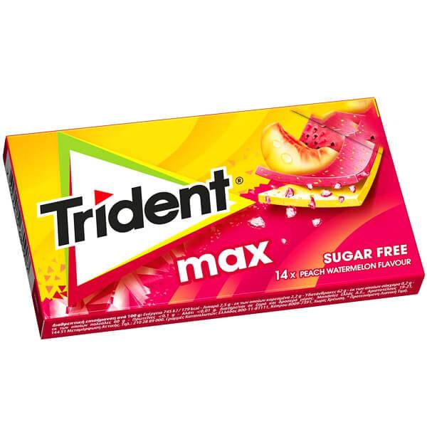 TRIDENT τσίχλες max ροδάκινο και καρπούζι 27gr