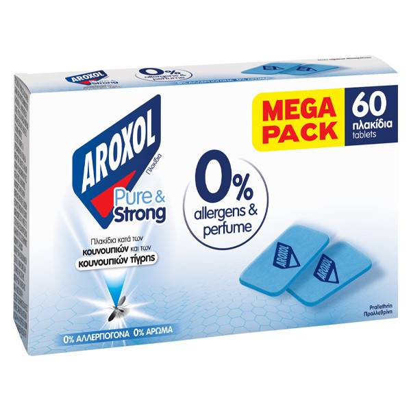 AROXOL εντομοαπωθητικές ταμπλέτες pure και strong 60τεμ