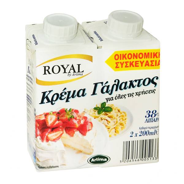 ROYAL κρέμα γάλακτος 38% 2x200ml