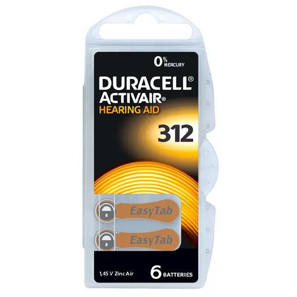DURACELL μπαταρίες για ακουστικά βαρηκοϊας DA312 1.45V 6τεμ