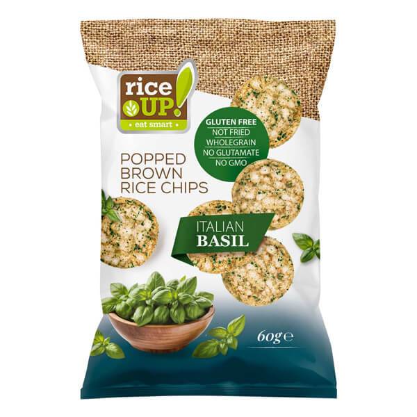 RICE UP chips ολικής βασιλικός Ιταλίας 60gr