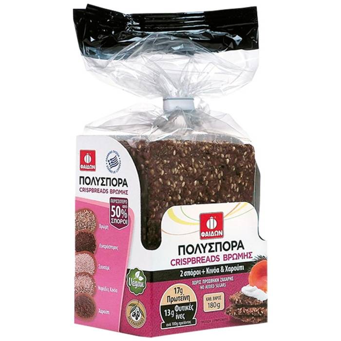 ΦΑΙΔΩΝ Crispbread βρώμης με κινόα και χαρούπι 180gr
