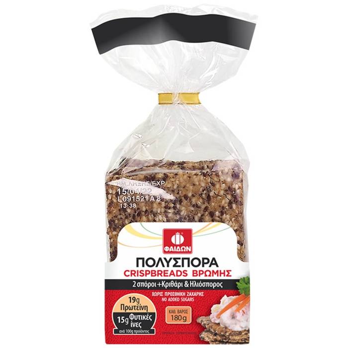 ΦΑΙΔΩΝ Crispbread βρώμης με ηλιόσπορο και κριθάρι 180gr