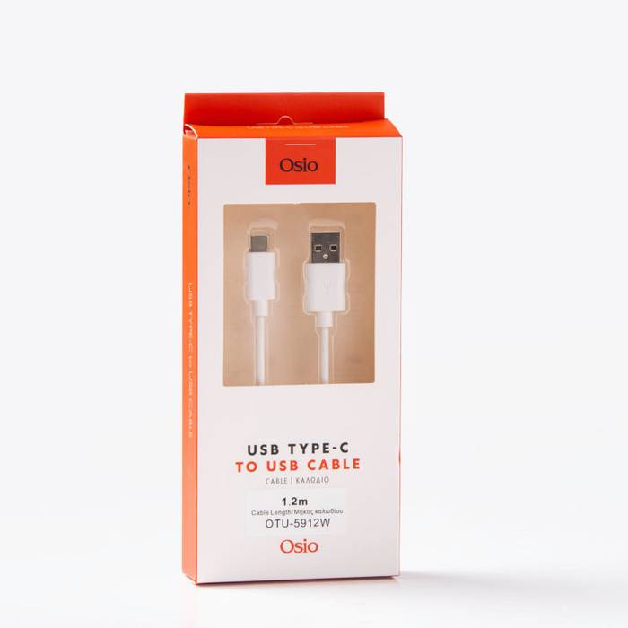 Osio καλώδιο φόρτισης και συγχρονισμού USB σε USB Type-C λευκό