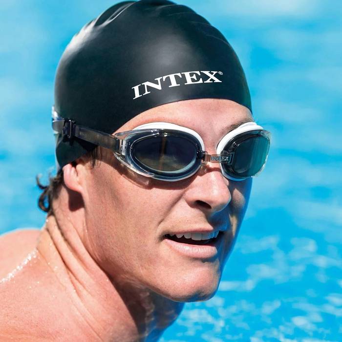 Intex σκουφάκι κολύμβησης σιλικόνης για 8+ χρονών μαύρο one size
